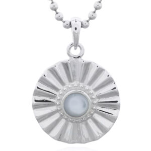 A 925 silver pendant with mother of pearl sun beam design