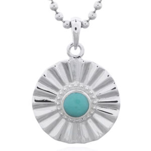 A 925 silver pendant with green stone sun beam design