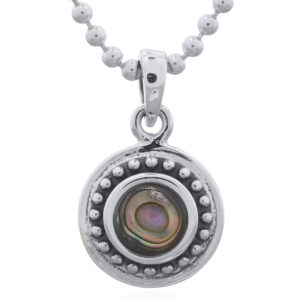 An abalone shell 925 sterling silver button pendant