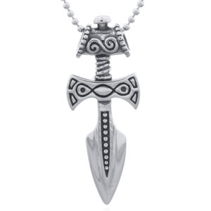 A sacred emblem of talos sterling silver sword pendant
