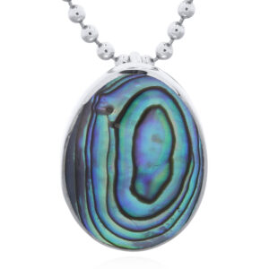 A oval shape abalone shell sterling silver pendant