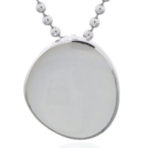 A sterling silver pebble mother of pearl pendant