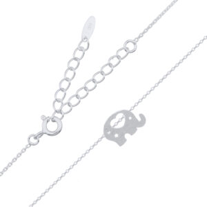 A elephant charm 925 sterling silver matted finished adjustable necklace