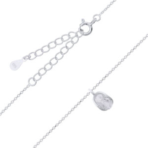 A sterling silver chain necklace folded disc cz charm