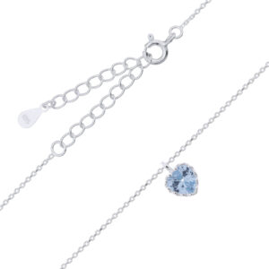 A heart shape blue cz on 925 silver necklace