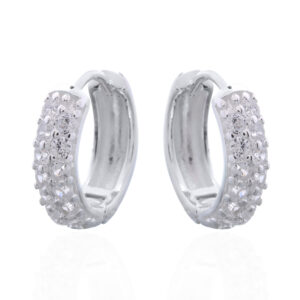 A pair of 925 sterling silver click huggies with cz