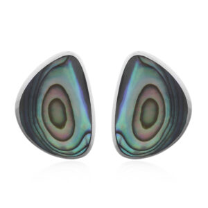 A pair of radiant abalone shell silver studs sterling 925