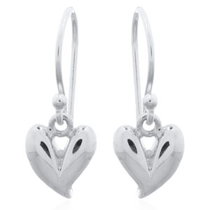 A pair of charming heart shaped 925 sterling silver dangle earrings