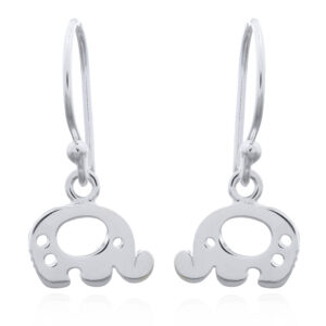 A pair of tender silver baby elephant danglers in sterling silver