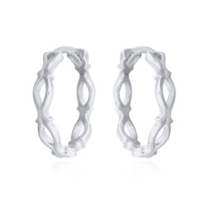 A pair of ichthys fish sterling silver circular hoop earrings