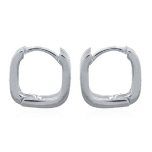 A pair of timeless square ribbed 925 silver hoop earrings