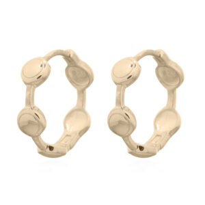 A pair of golden circle wheels linked 925 silver hoop earrings