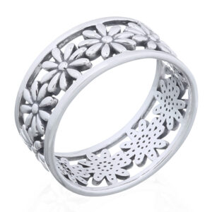 A open daisy 925 silver band ring