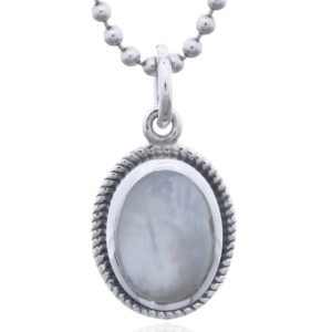 A mop oval sterling silver pendant