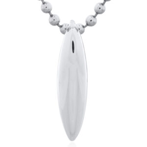 A minimalist geometric pointed rice grain pendant sterling silver