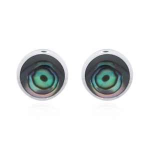 A pair of 7mm circle abalone shell 925 silver stud earrings