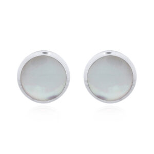 A pair of 7mm circle mop 925 silver stud earrings