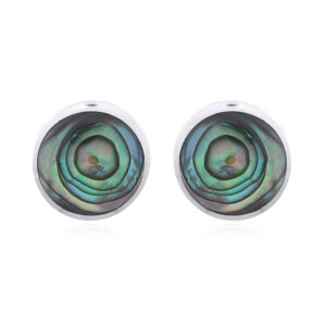 A pair of 9mm circle abalone shell 925 silver stud earrings