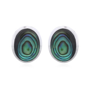 A pair of divine oval abalone shell silver studs