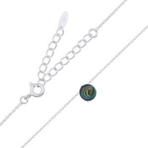 Sterling Silver Cable Chain Necklace with Abalone Circle
