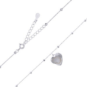 Silver Heart Necklace with Mother of Pearl