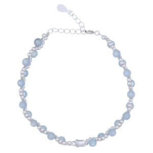 Silver Bracelet with Aquamarine and Star Charm