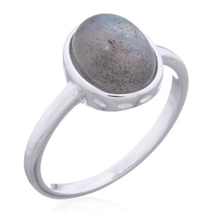 Sterling Silver Labradorite Ring with Detailed Embossing