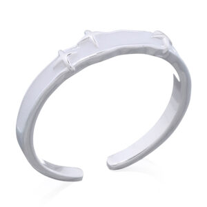 925 Sterling Silver Open Ring with White Enamel Stars