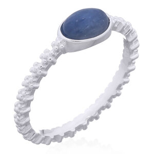 Sterling Silver Stackable Ring with Oval Kyanite Stone