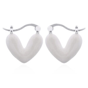 925 Sterling Silver Heart Enamel Hoop Earrings