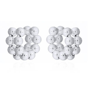 Sterling Silver C-Shape Beaded Cuff Earrings