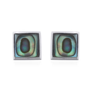 Square Abalone Shell Stud Earrings in Sterling Silver