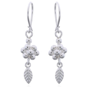 Silver Grape Cluster Dangle Earrings