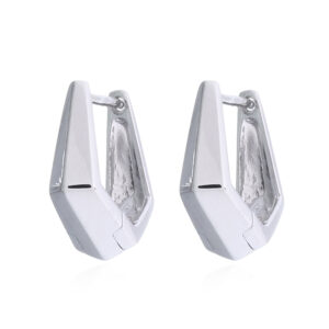 Pentagon 925 Silver Hoop Earrings