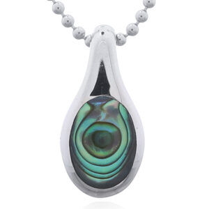 925 Sterling Silver Tear Drop Pendant with Oval Abalone Shell Inlay