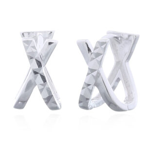 Sterling Silver Faceted X Hoop Earrings