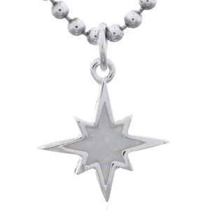 925 Silver North Star Pendant with Synthetic Opal