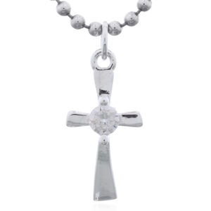 Silver Cross Pendant with CZ