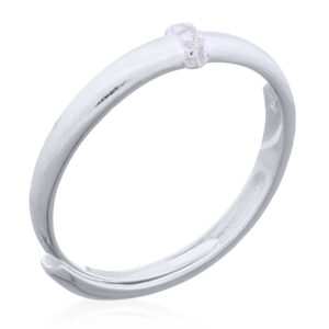 Silver Adjustable Ring with CZ Channel