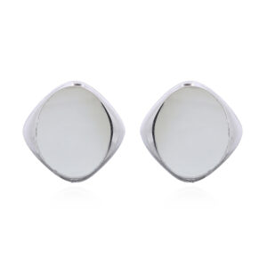 Oval MOP Stud Earrings in Square Bezel Silver