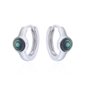 Abalone Shell Inlay Sterling Silver Hoops