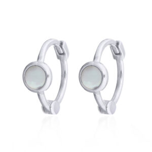 MOP Inlay Sterling Silver Hinged Huggie Earrings