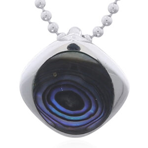 Sterling Silver Square Pendant with abalone shell Accent