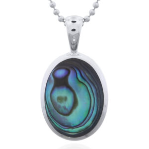Oval Abalone Shell Bezel Pendant Silver