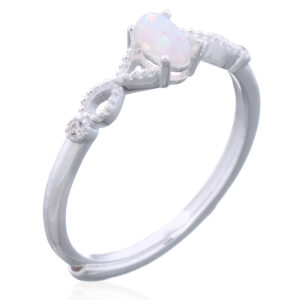Synthetic Opal Oval Ring with Infinity Band Twist
