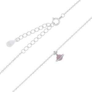 Sterling Silver Cable Chain with Saturn Charm
