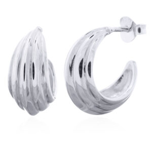 925 Sterling Silver Ripple Wave Stud Earrings