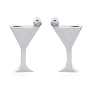 Martini Cocktail Glass 925 Sterling Silver Studs