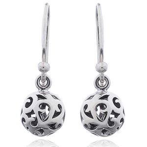 Ajoure Filigree Open Ball Silver Dangler Earrings