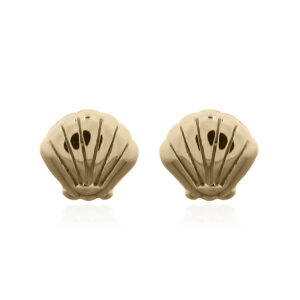 Gold Plated Tiny Sea Shell 925 Sterling Silver Stud Earrings